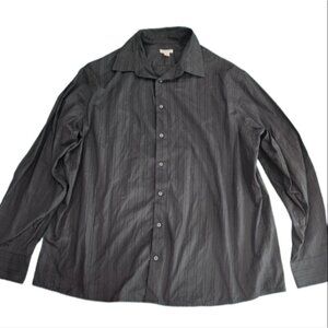 NWOT Shirt Mens XXL(18) Plus Size Button Up Long Sleeve Black Adjustable Cuff